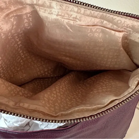 Kate Spade Plum Cream Leather Shoulder Bag Zip Top Flap Gold - Picture 10 of 16